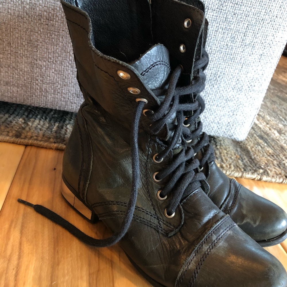 Steve Madden Genuine Leather Combat Boots - Picture 3 of 4